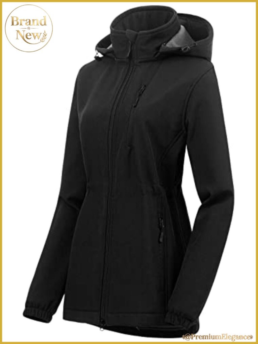 Waterproof Fleece Lined Long Softshell Anorak Raincoat Jacket with Detachable